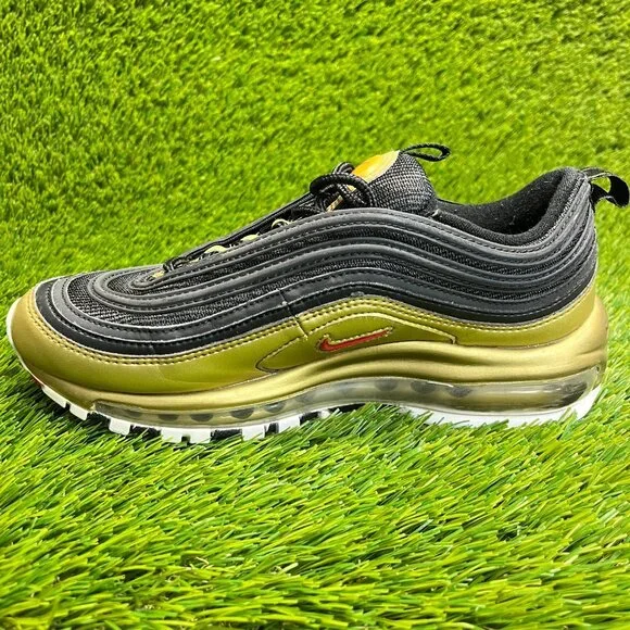 Nike Air Max 97 QS Boys Size 5.5Y Gold Black Walking Running Shoes Sneakers - Picture 2 of 10